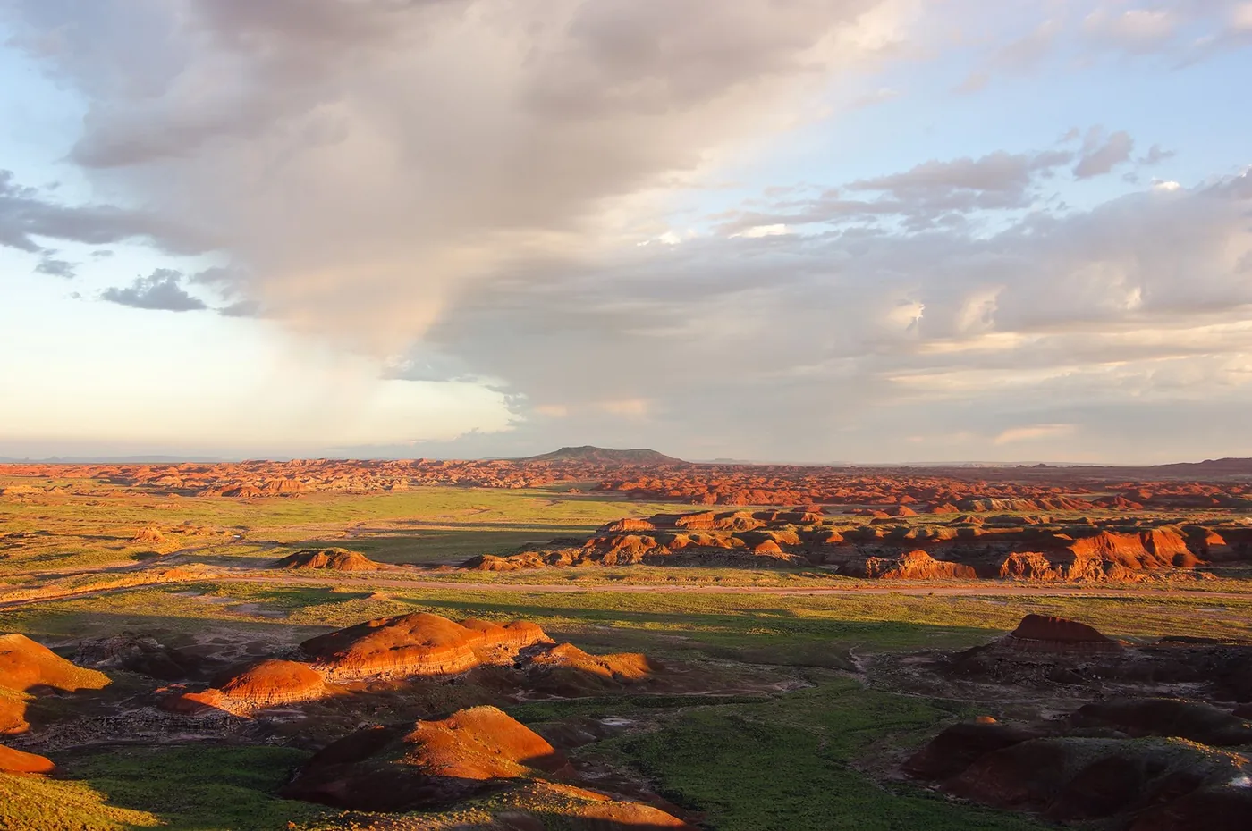 Evening light on the colorful Painted Desert in Petrified Forest National Park.